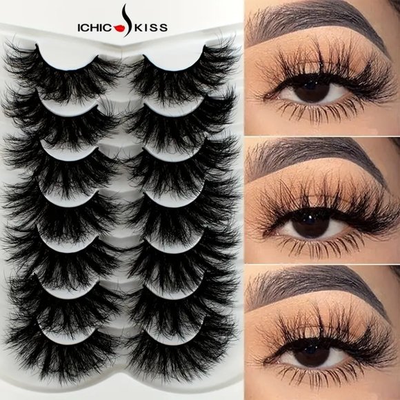 7 Pairs False Eyelashes, Fluffy Mink Lashes , Cat-Eye Look 8D Volume Fake Lashes - Picture 2 of 4